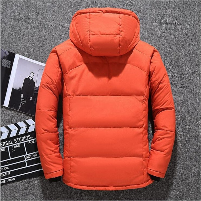 HOODED STAND COLLAR PARKA FOR MEN