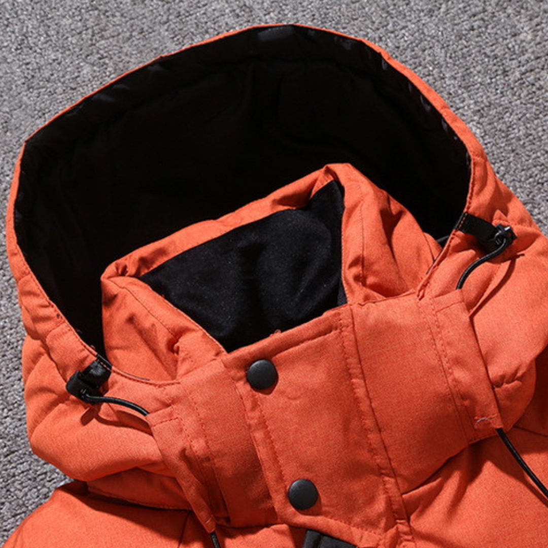 HOODED STAND COLLAR PARKA FOR MEN