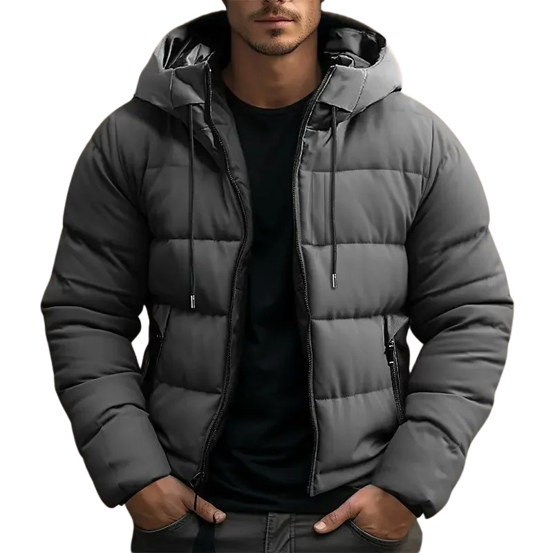 HOODED QUILTED PUFFER JACKET FOR MEN