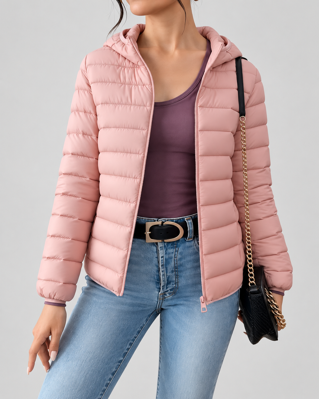 SLIM HOODED PUFFER JACKET FOR WOMEN