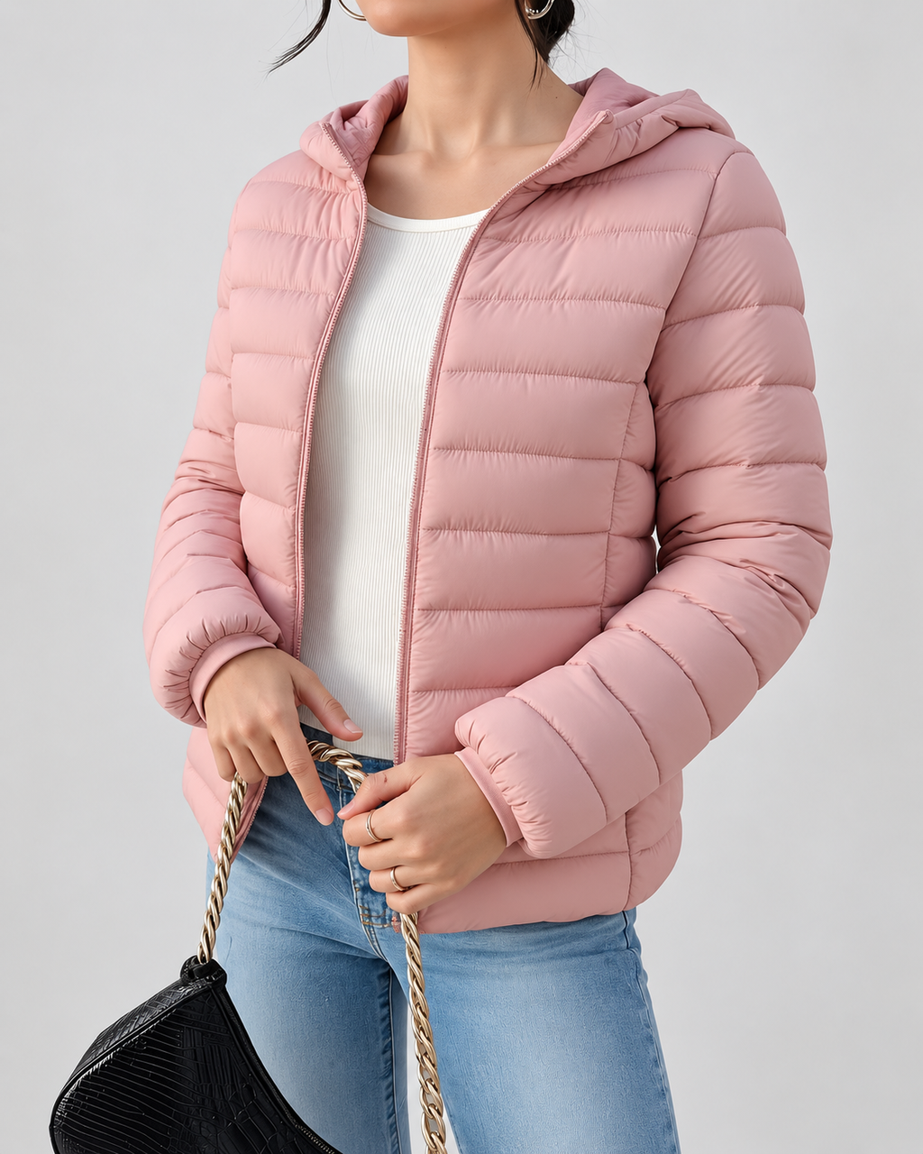 SLIM HOODED PUFFER JACKET FOR WOMEN