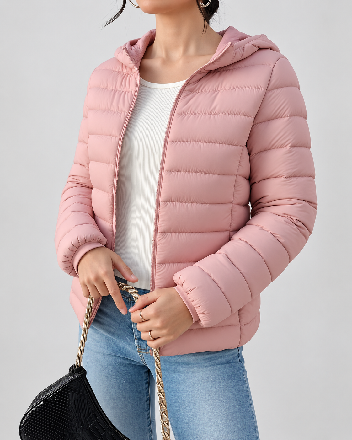 SLIM HOODED PUFFER JACKET FOR WOMEN