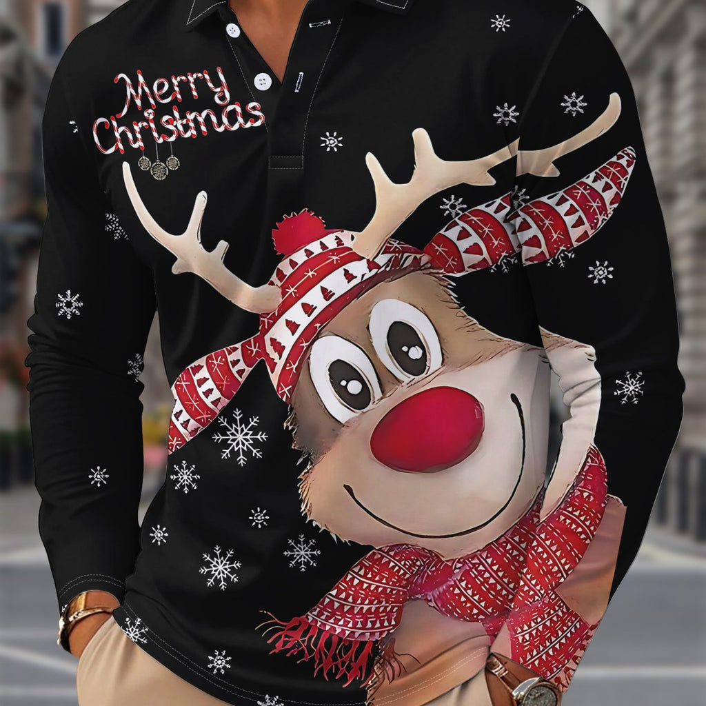 GEOMETRIC PRINT CHRISTMAS BLOUSE FOR MEN