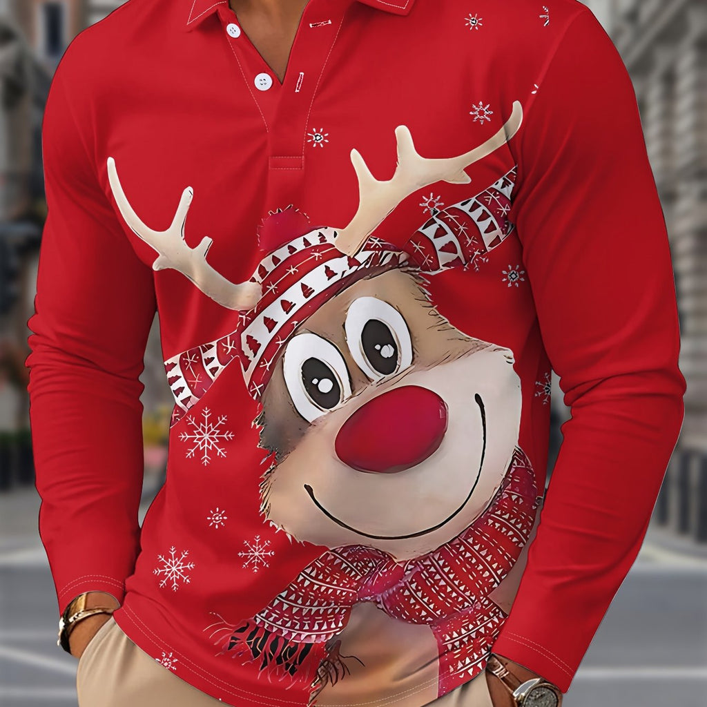 GEOMETRIC PRINT CHRISTMAS BLOUSE FOR MEN