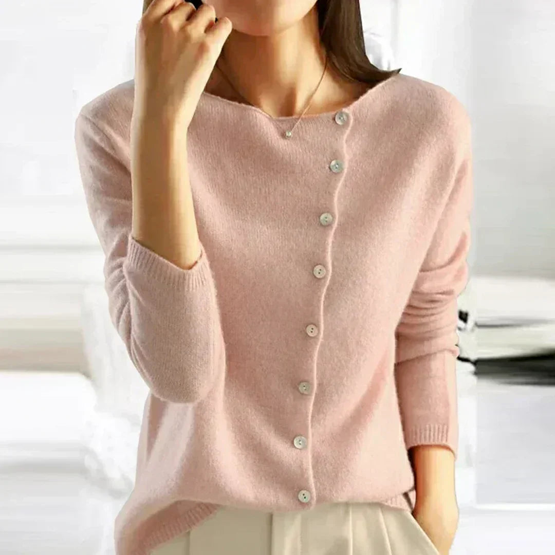 BUTTON-FRONT KNIT CARDIGAN FOR WOMEN