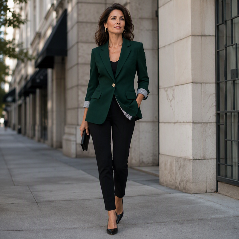 STRUCTURED NOTCH LAPEL BLAZER FOR WOMEN