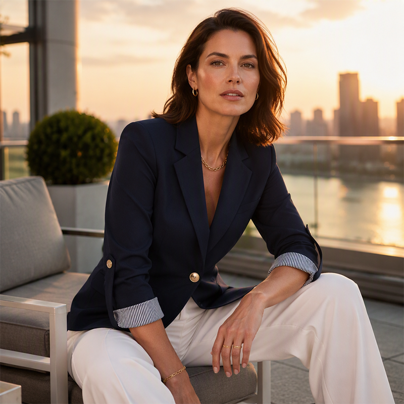 STRUCTURED NOTCH LAPEL BLAZER FOR WOMEN