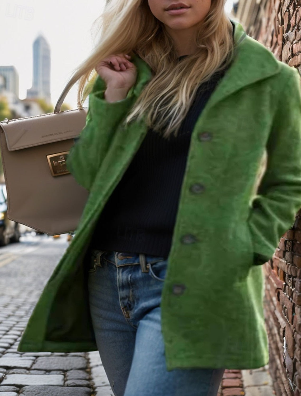 NOTCH LAPEL LONGLINE COAT FOR WOMEN