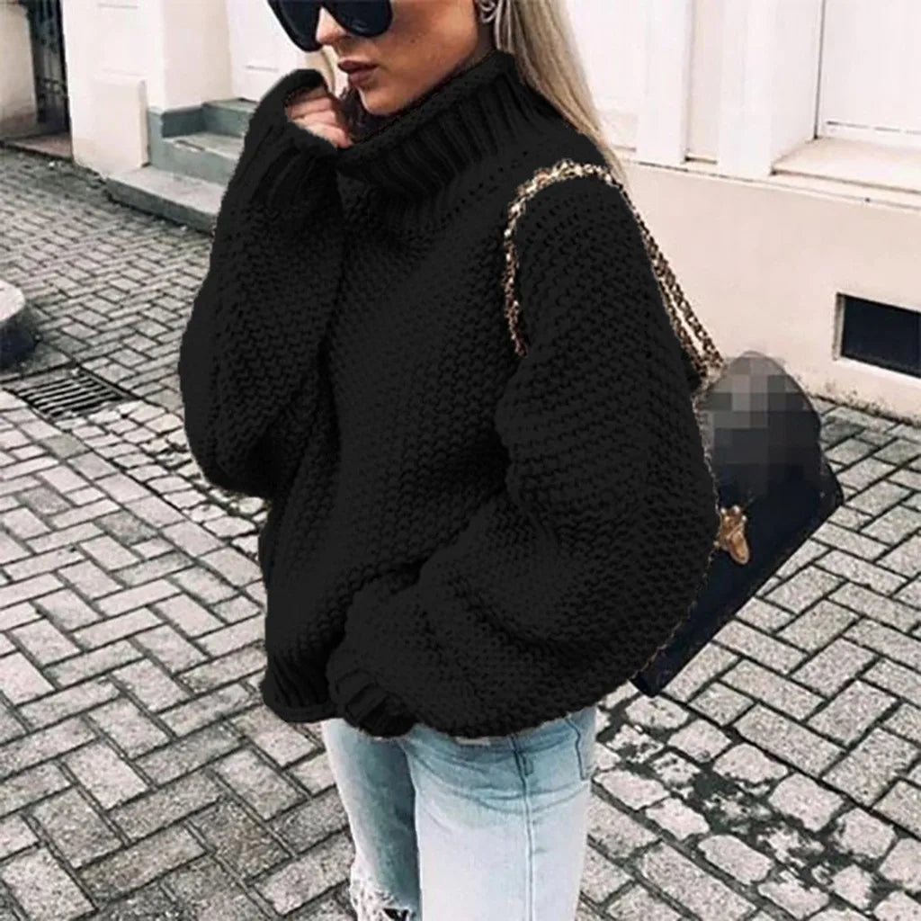 CHUNKY TURTLENECK KNIT SWEATER FOR WOMEN