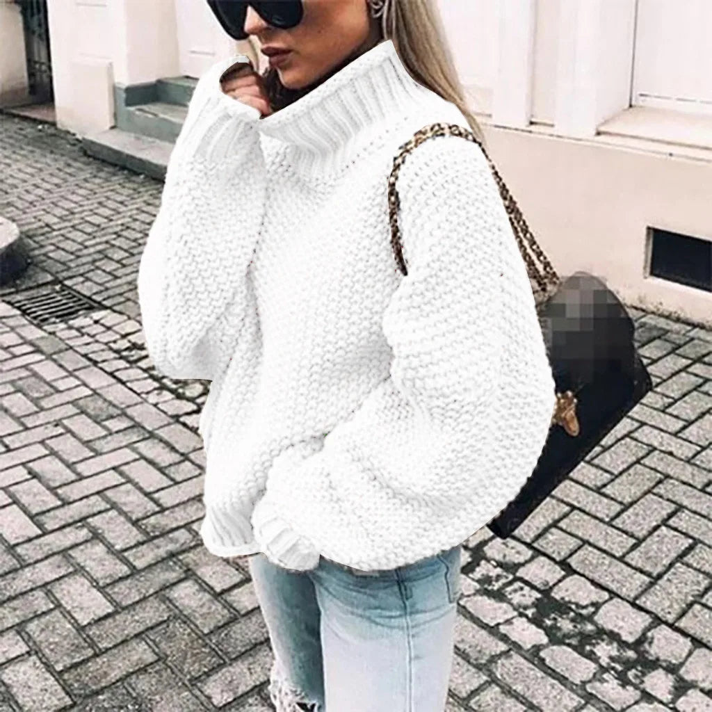 CHUNKY TURTLENECK KNIT SWEATER FOR WOMEN