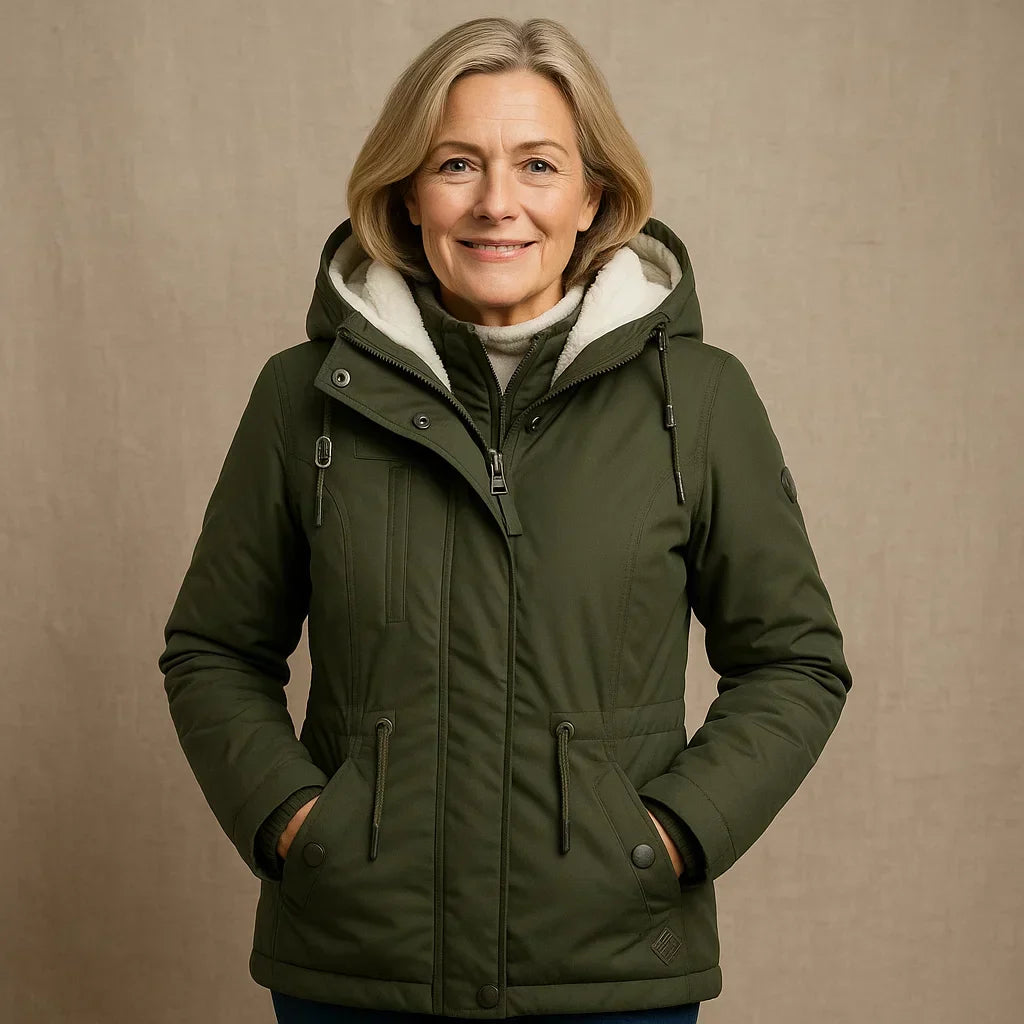 HOODED SHERPA WATERPROOF JACKET FOR WOMEN