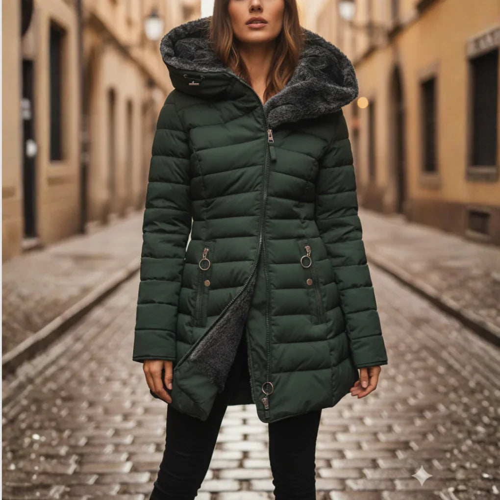 HOODED QUILTED PUFFER JACKET FOR WOMEN