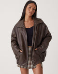 OVERSIZED FAUX SUEDE LEATHER JACKET FOR WOMEN