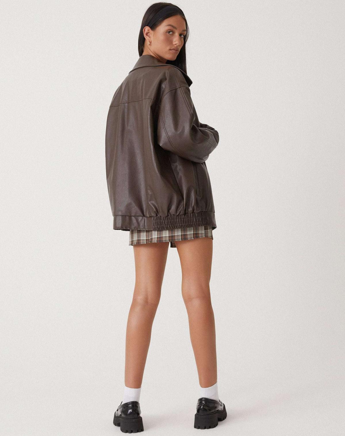 OVERSIZED FAUX SUEDE LEATHER JACKET FOR WOMEN