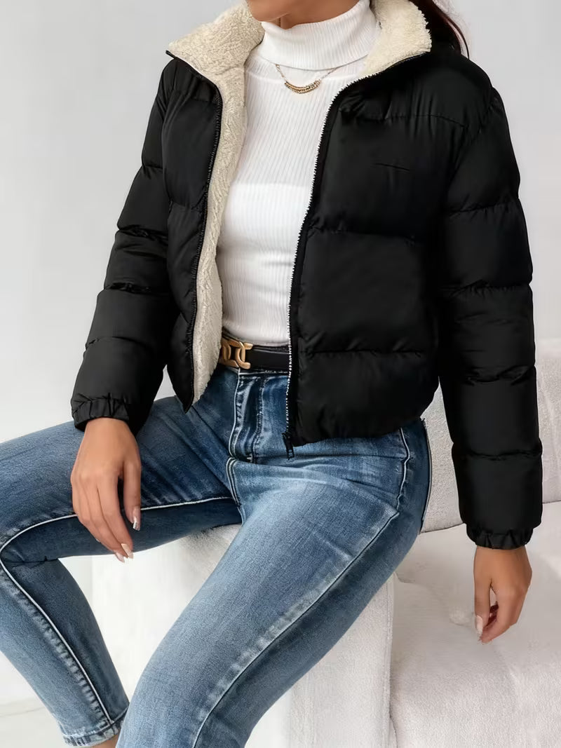CROPPED QUILTED PUFFER JACKET FOR WOMEN