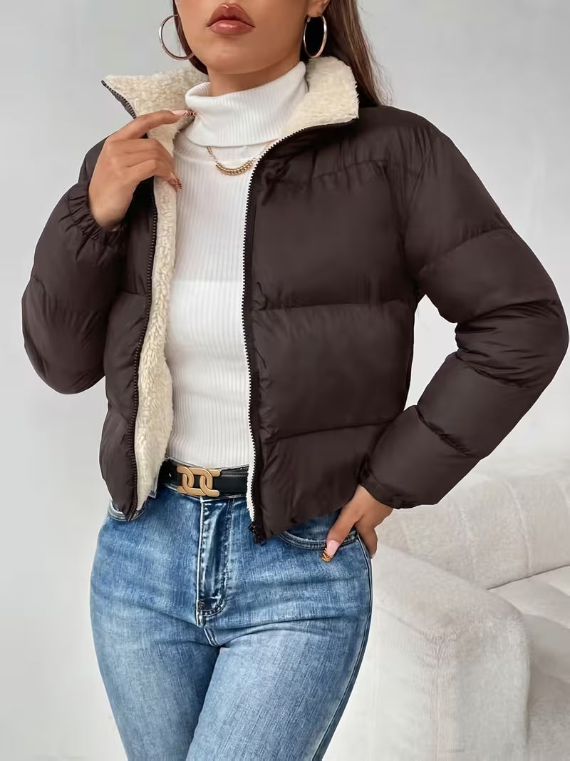 CROPPED QUILTED PUFFER JACKET FOR WOMEN