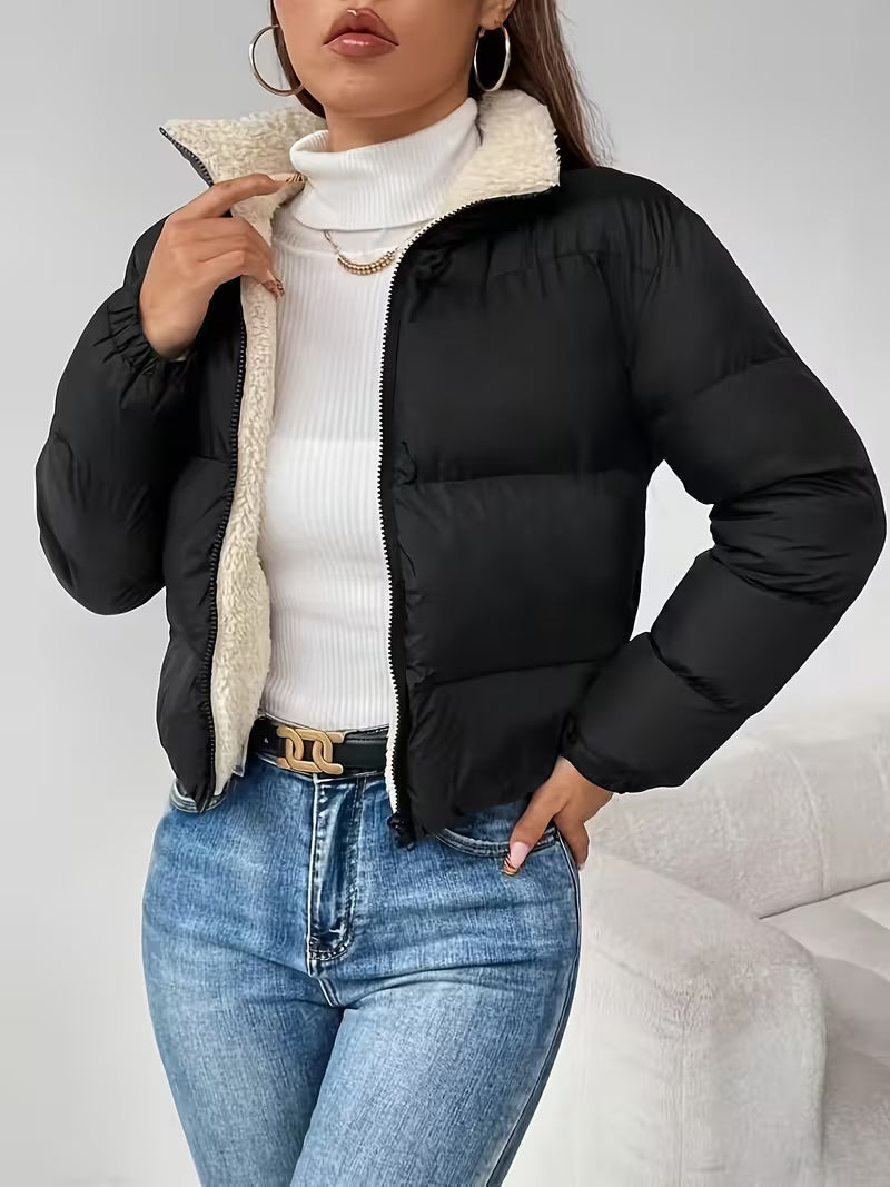 CROPPED QUILTED PUFFER JACKET FOR WOMEN