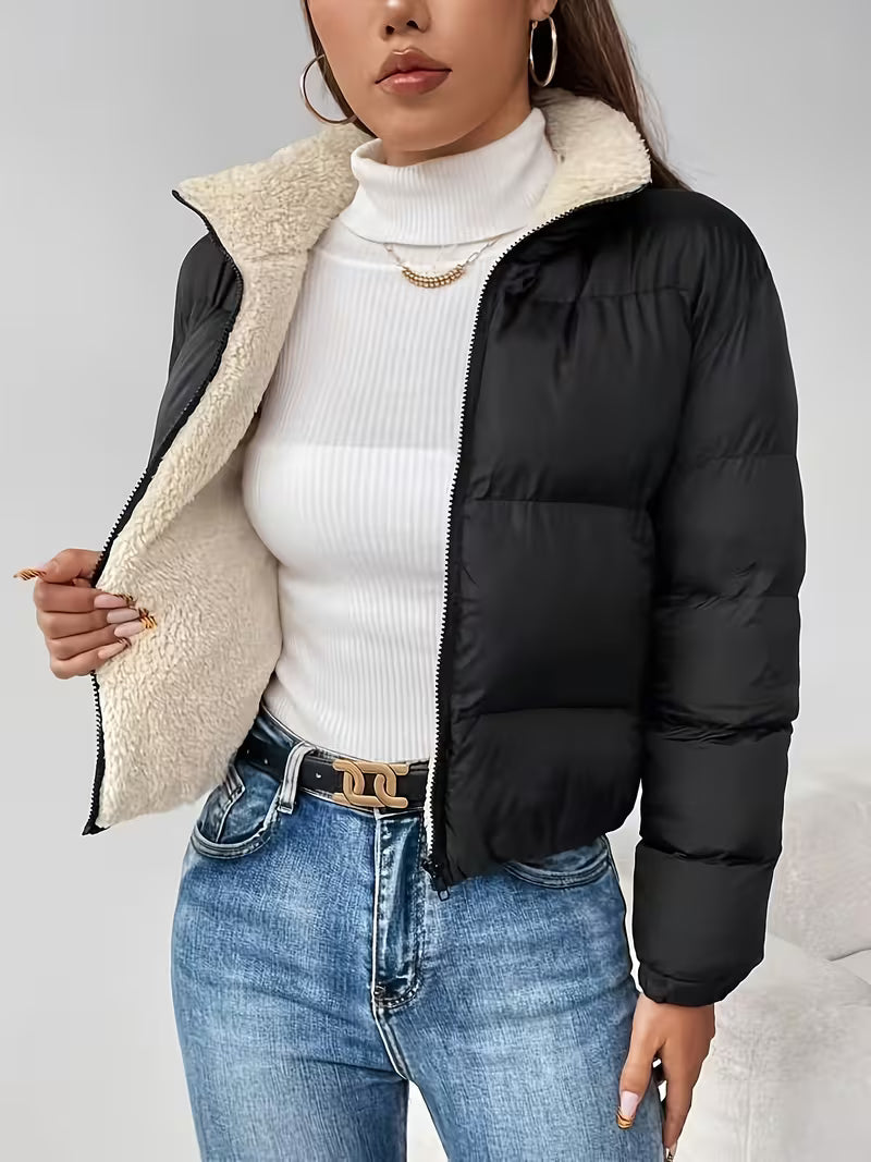 CROPPED QUILTED PUFFER JACKET FOR WOMEN