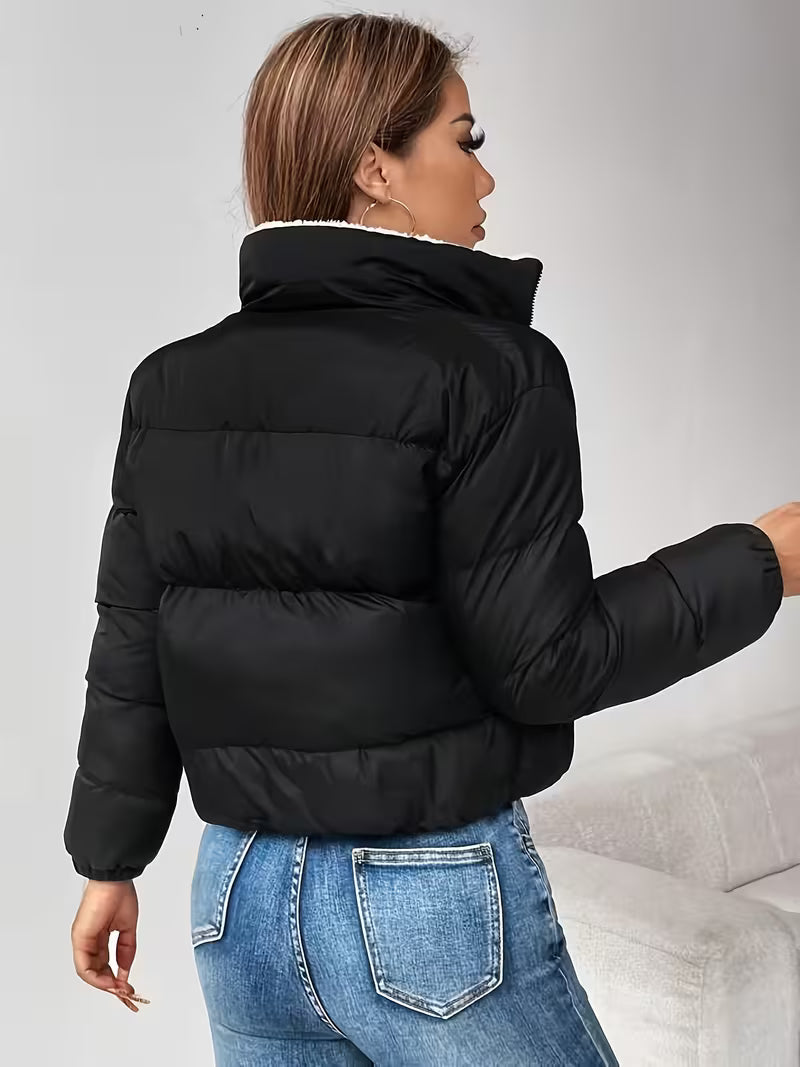 CROPPED QUILTED PUFFER JACKET FOR WOMEN