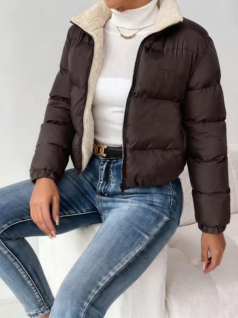 CROPPED QUILTED PUFFER JACKET FOR WOMEN