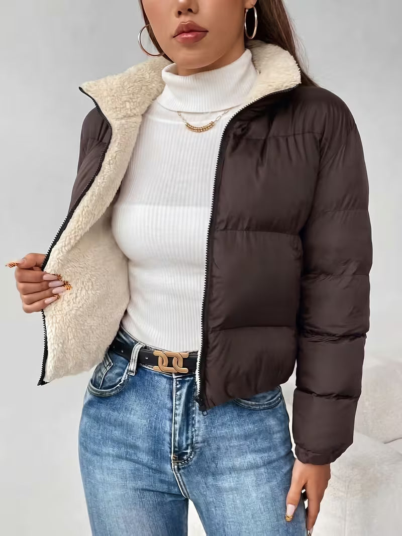 CROPPED QUILTED PUFFER JACKET FOR WOMEN