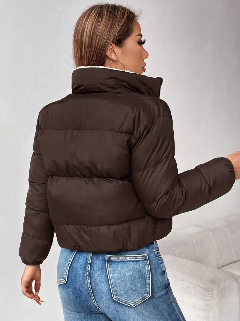 CROPPED QUILTED PUFFER JACKET FOR WOMEN