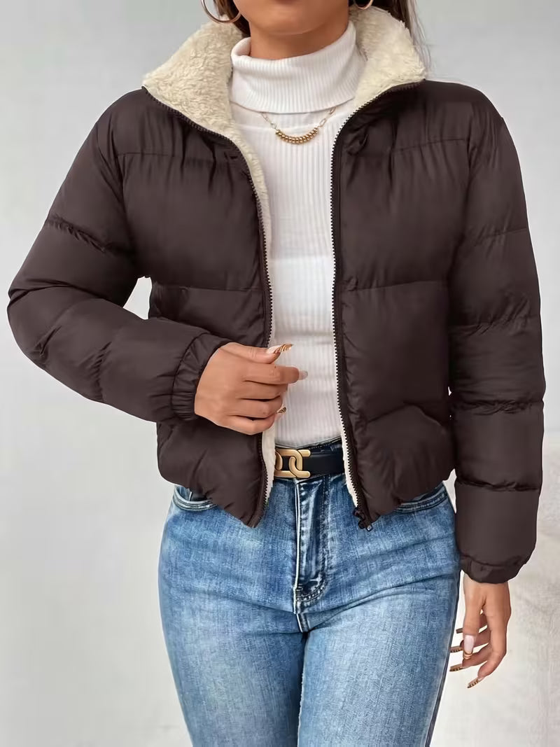 CROPPED QUILTED PUFFER JACKET FOR WOMEN