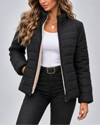 QUILTED STAND COLLAR PUFFER JACKET FOR WOMEN