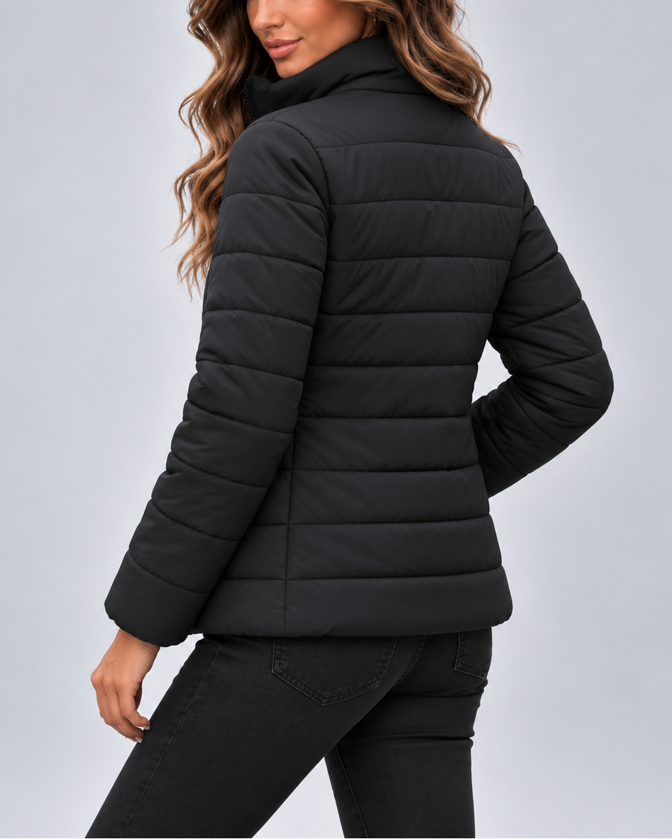 QUILTED STAND COLLAR PUFFER JACKET FOR WOMEN