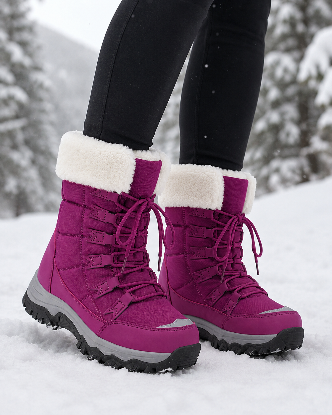 LACE-UP LINED SNOW BOOT FOR WOMEN