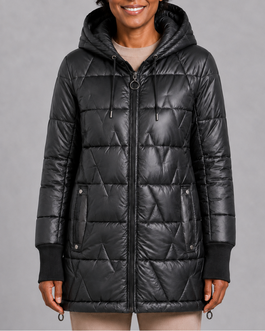 LONGLINE HOODED PUFFER JACKET FOR WOMEN