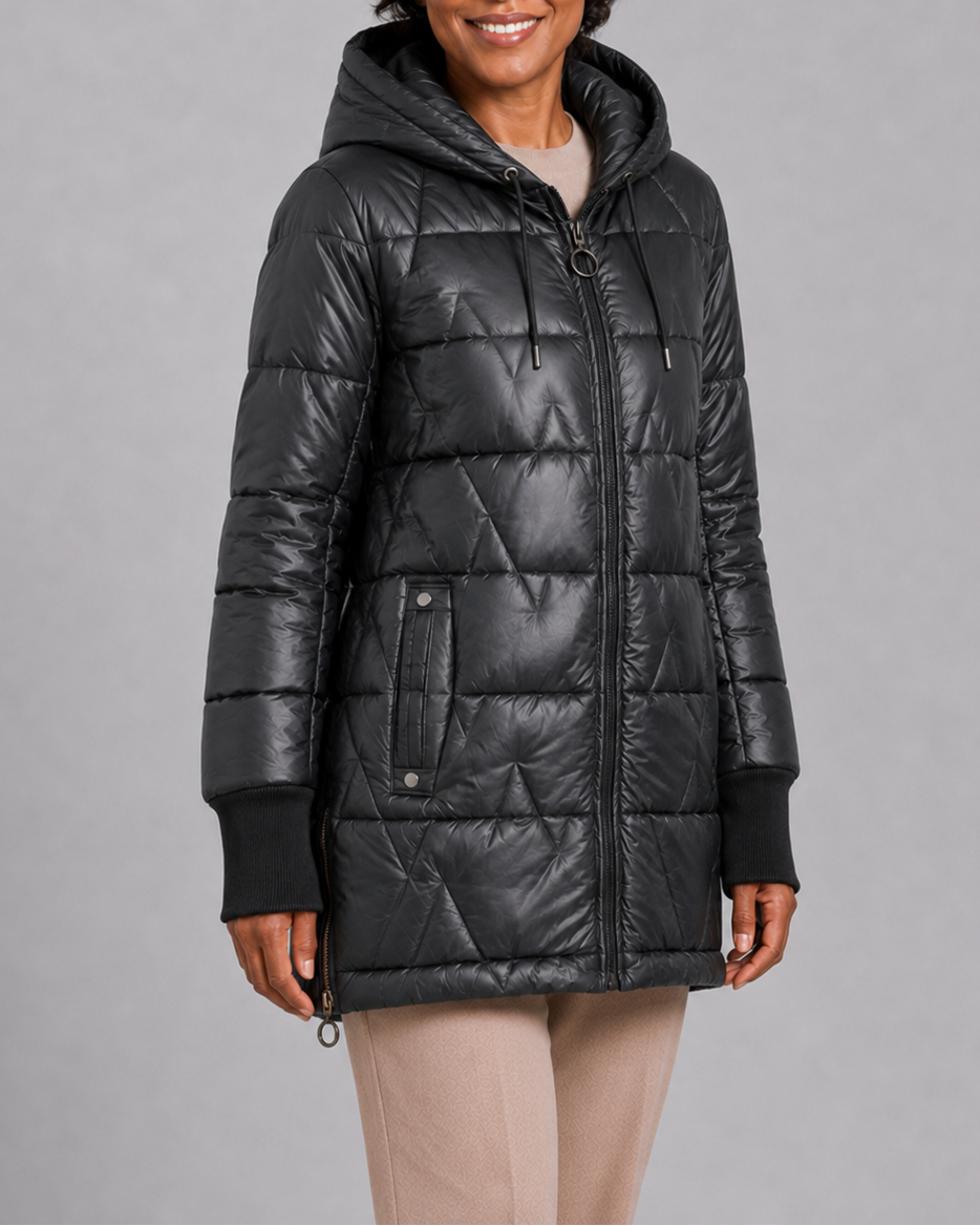 LONGLINE HOODED PUFFER JACKET FOR WOMEN
