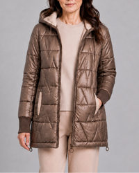 LONGLINE HOODED PUFFER JACKET FOR WOMEN