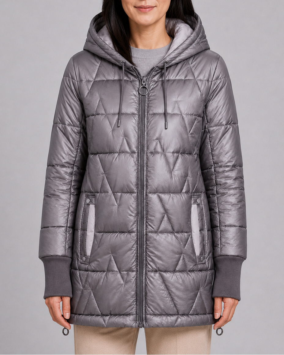 LONGLINE HOODED PUFFER JACKET FOR WOMEN