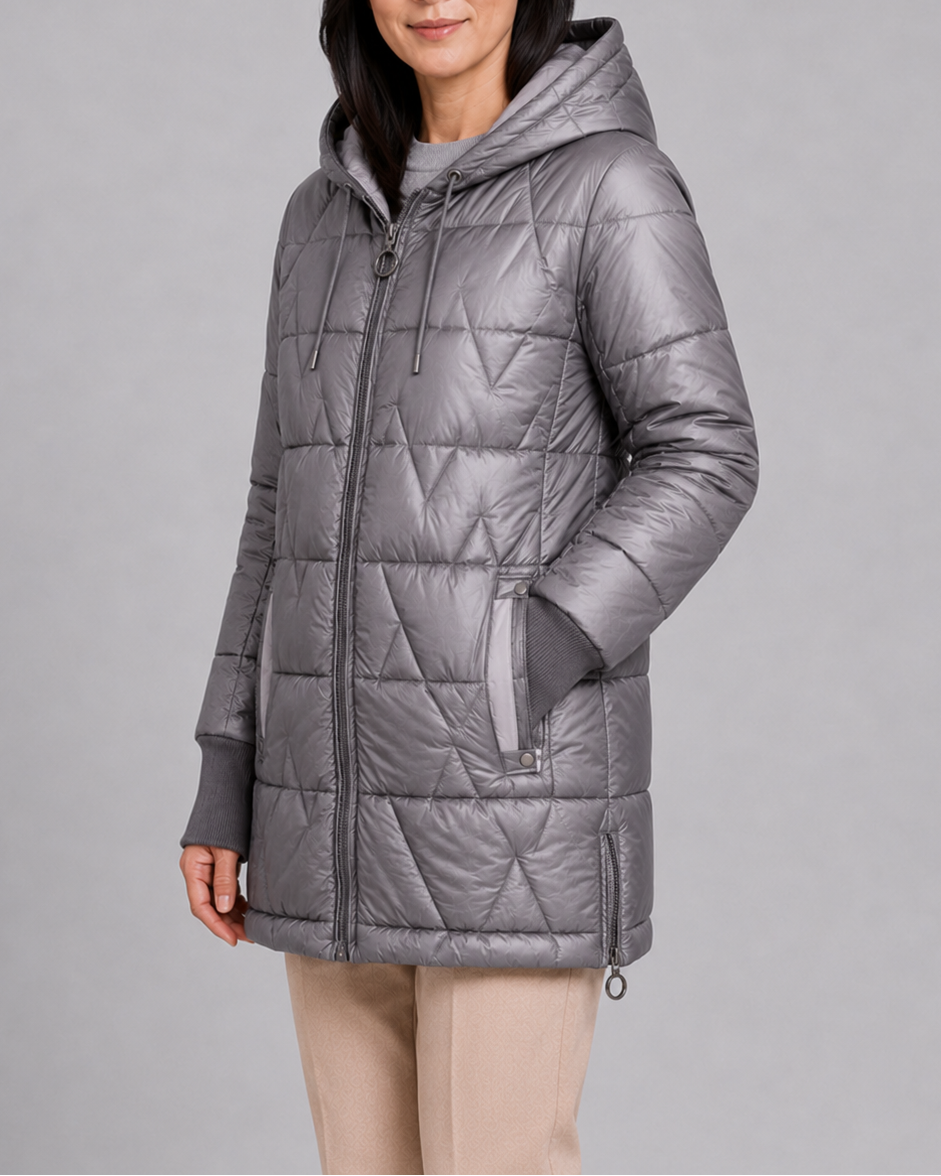 LONGLINE HOODED PUFFER JACKET FOR WOMEN