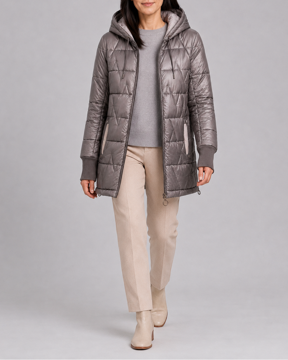 LONGLINE HOODED PUFFER JACKET FOR WOMEN
