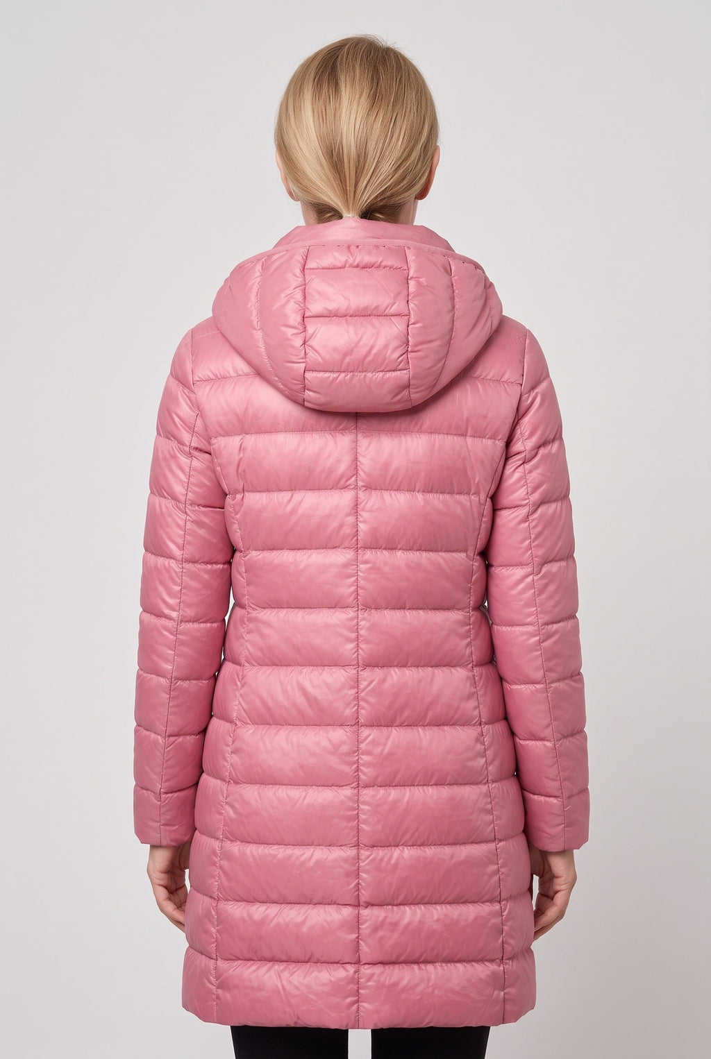 HOODED LONGLINE DOWN PUFFER JACKET FOR WOMEN