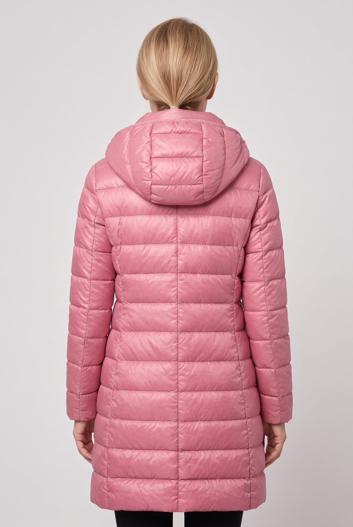 HOODED LONGLINE DOWN PUFFER JACKET FOR WOMEN