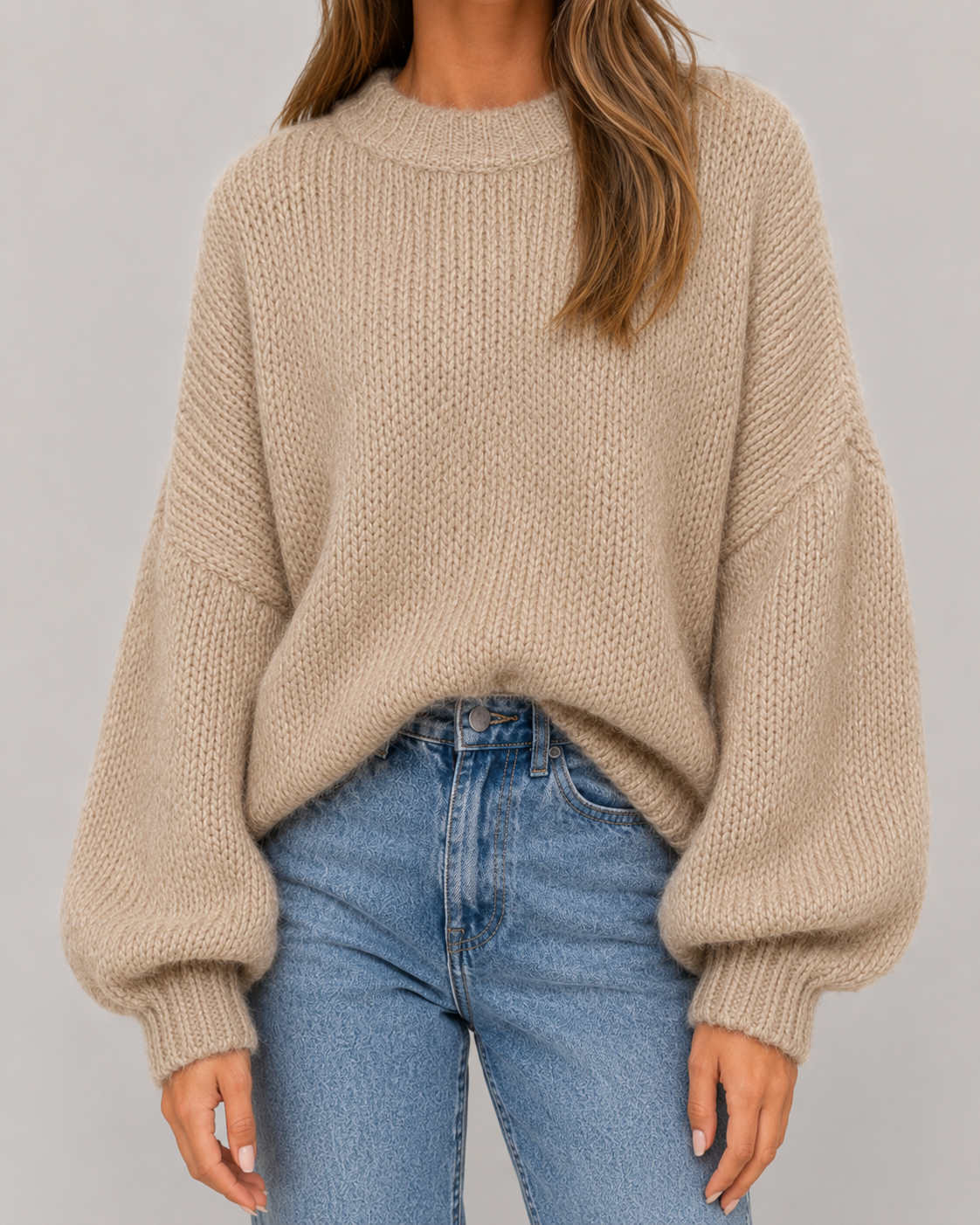 OVERSIZED CHUNKY KNIT SWEATER FOR WOMEN