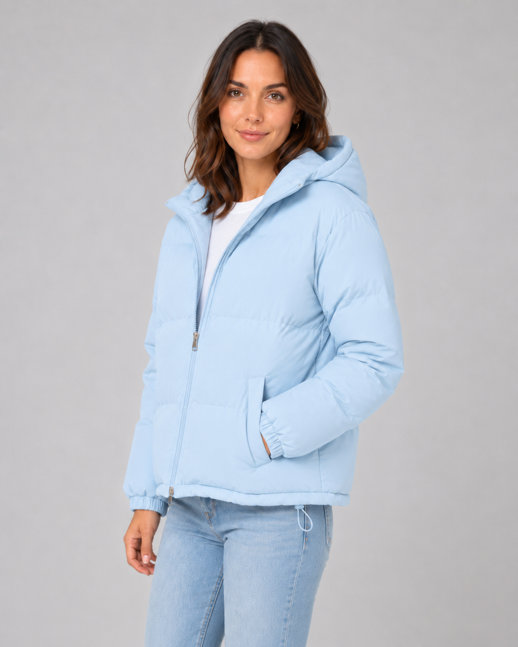 QUILTED HOODED PUFFER JACKET FOR WOMEN
