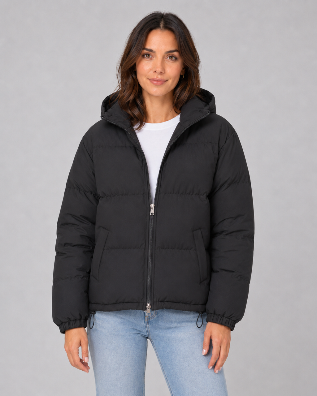 QUILTED HOODED PUFFER JACKET FOR WOMEN