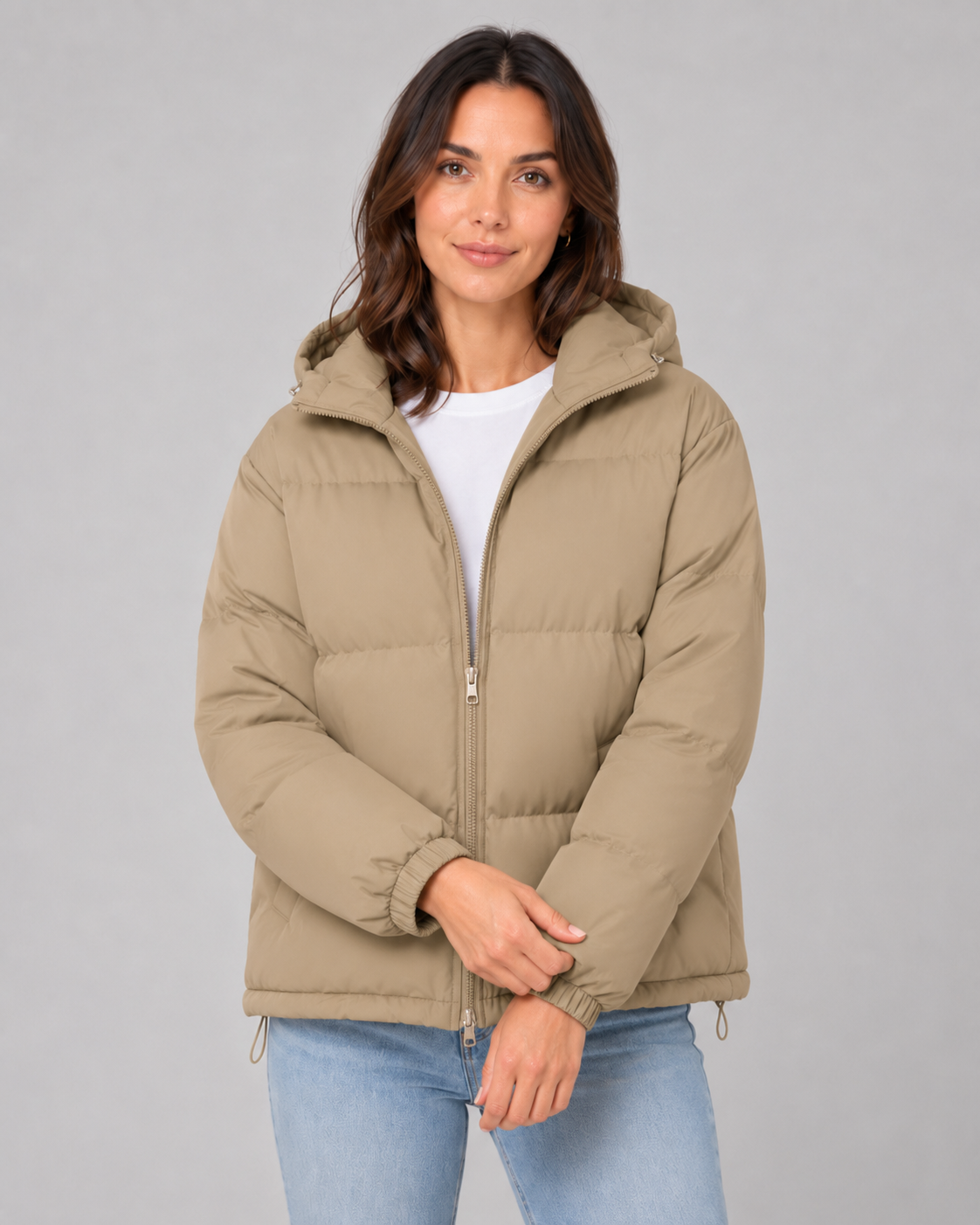 QUILTED HOODED PUFFER JACKET FOR WOMEN